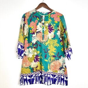 Cabi Floral Silk Tunic Top‎ Size S